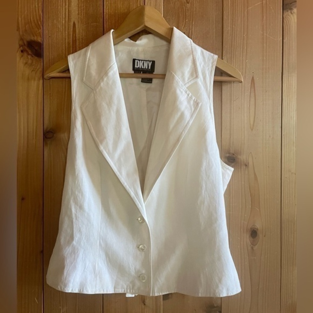 Vintage DKNY Silk Cotton Menswear Waistcoat Vest Size 10